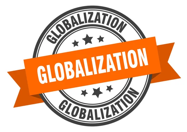 Label de mondialisation. globalisation bande ronde signe. timbre de mondialisation — Image vectorielle