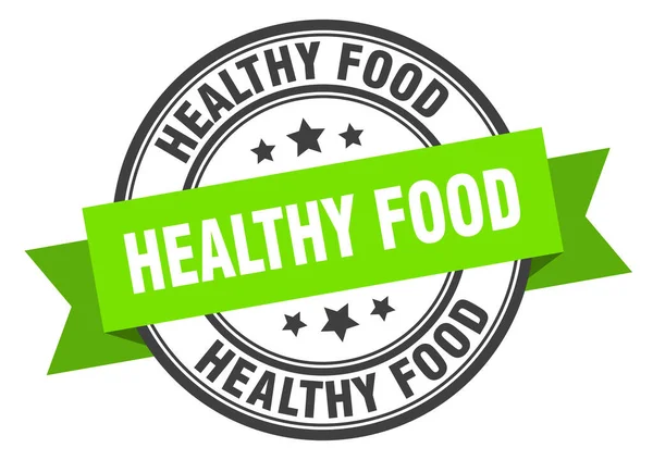 Etichetta del cibo sano. sano segno banda foodround. bollo alimentare sano — Vettoriale Stock