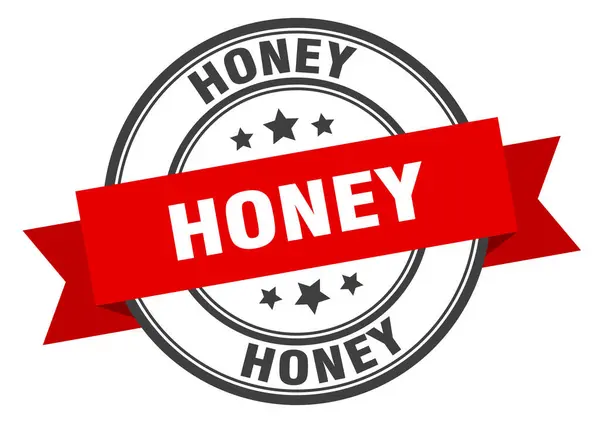 Honinglabel. Honeyround Band teken. honingstempel — Stockvector