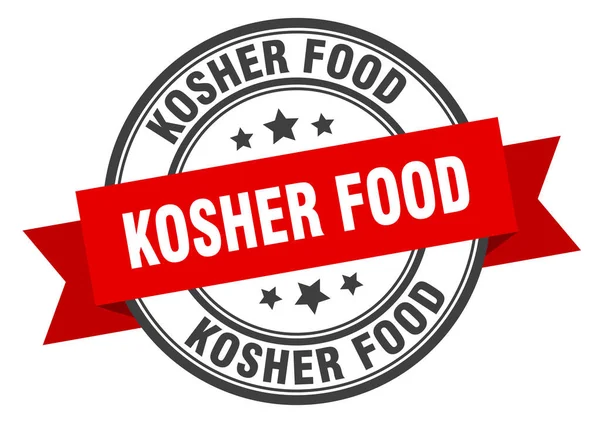 Kosher-märkning. Kosher food round bandskylt. kosher mat stämpel — Stock vektor