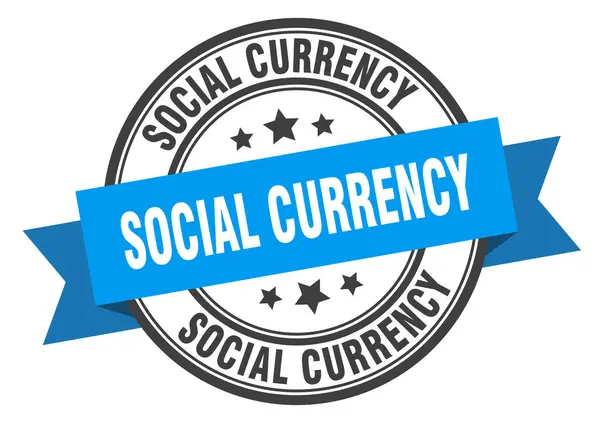 Etiqueta moeda social. sinal de banda corrente social. selo de moeda social — Vetor de Stock