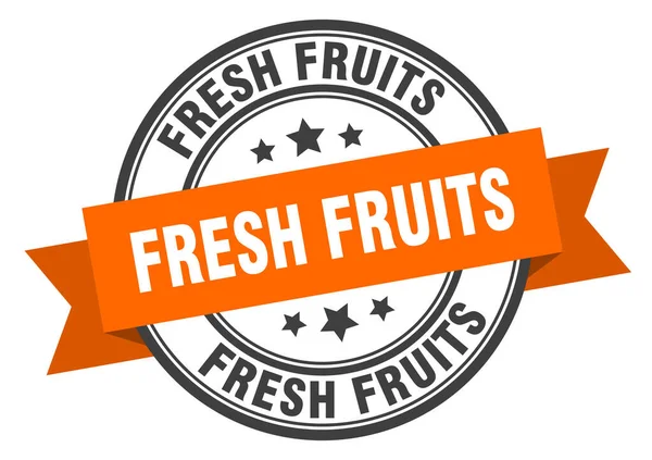Rótulo de frutas frescas. sinal de banda frutífera fresca. carimbo de frutas frescas — Vetor de Stock