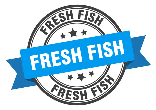 Etichetta di pesce fresco. fresco pesce tondo banda segno. timbro di pesce fresco — Vettoriale Stock