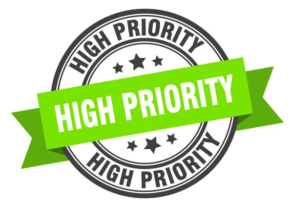 Etichetta ad alta priorità. segno banda tonda ad alta priorità. timbro ad alta priorità — Vettoriale Stock