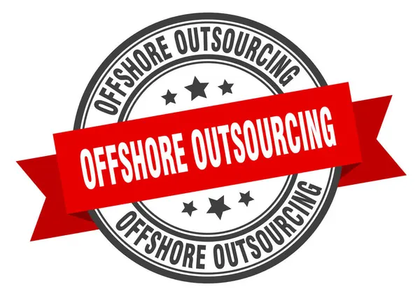 Etiqueta de externalización en alta mar. offshore outsourcinground signo de banda. sello de externalización en alta mar — Vector de stock