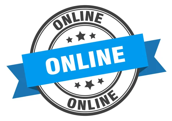 Online label. onlineround band sign. online razítko — Stockový vektor