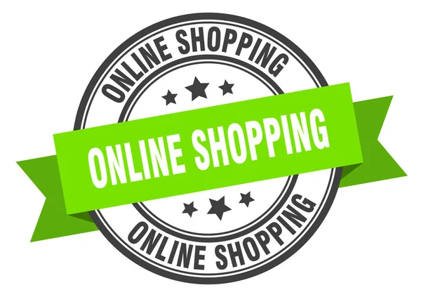 E-handelsetikett. online shopping runda band tecken. Handelsstämpel online — Stock vektor