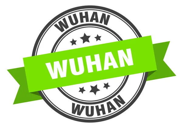 Etiqueta Wuhan. Sinal de banda Wuhanround. Carimbo Wuhan —  Vetores de Stock