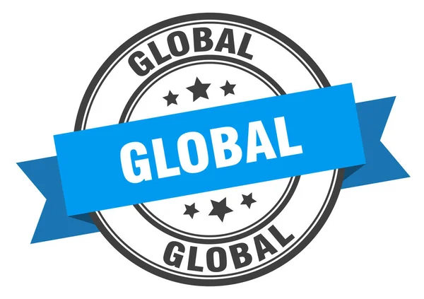 Eticheta globală. Semn globalround band. timbru global — Vector de stoc