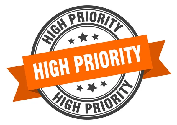 Étiquette de haute priorité. signe de bande ronde à haute priorité. timbre haute priorité — Image vectorielle