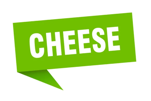 Φούσκα ομιλίας τυριού. Τυρί κορδέλα σημάδι. πανό τυριού — Διανυσματικό Αρχείο