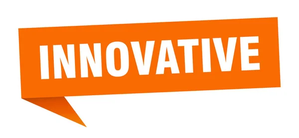 Innovatieve spraakzeepbel. innovatief lintteken. Innovatieve banner — Stockvector