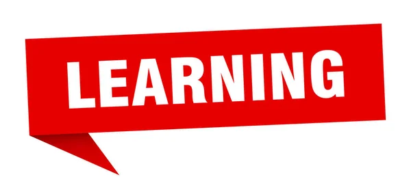Aprendizaje de la burbuja del habla. aprendiendo signo de cinta. banner de aprendizaje — Vector de stock