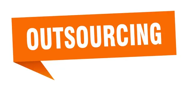 Outsourcing bolla discorso. segno del nastro in outsourcing. banner di outsourcing — Vettoriale Stock