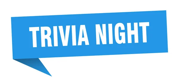 Trivia noche discurso burbuja. señal de cinta de noche de trivia. banner de noche de trivia — Vector de stock