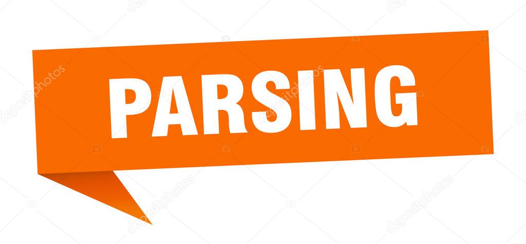 parsing speech bubble. parsing ribbon sign. parsing banner