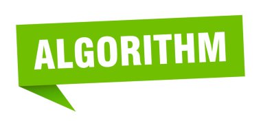 Algoritma konuşma balonu. Algoritma kurdele işareti. algoritma pankartı