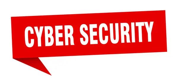 Burbuja de discurso de seguridad cibernética. signo de cinta de seguridad cibernética. banner de seguridad cibernética — Vector de stock