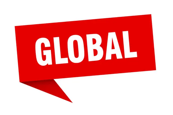 Globalna bańka mowy. globalny znak wstążki. sztandar globalny — Wektor stockowy
