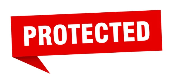 Bolha de fala protegida. sinal de fita protegida. banner protegido — Vetor de Stock
