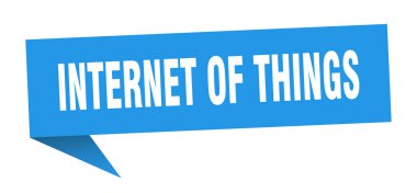 Nesnelerin interneti konuşma balonu. İnternet 'te kurdele işareti var. nesnelerin interneti