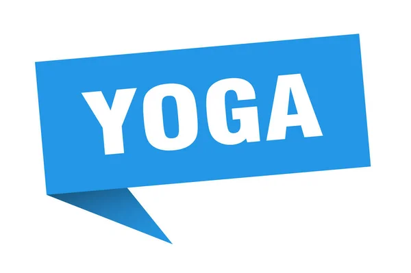 Burbuja del habla del yoga. signo de cinta de yoga. banner de yoga — Vector de stock