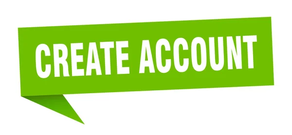 Maak een account spraakbel. maak account lint teken. aangemaakt account banner — Stockvector