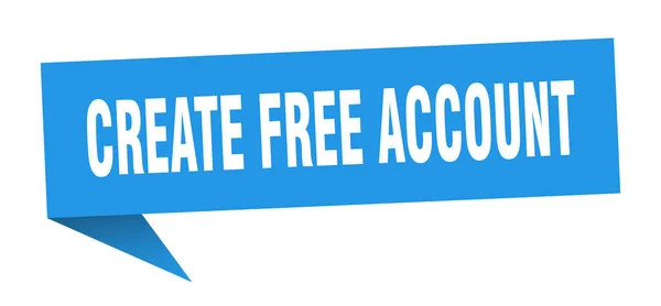 Créer une bulle d'expression de compte gratuit. créer un ruban de compte gratuit signe. créer une bannière de compte gratuit — Image vectorielle