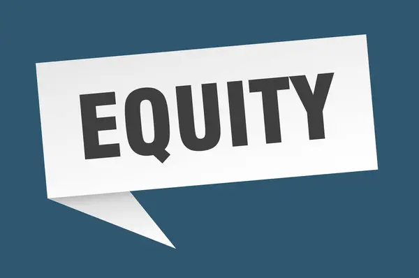 Burbuja de discurso de equidad. signo de la cinta de equidad. banner de capital — Vector de stock