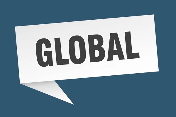 Globální hlasová bublina. globální znamení stužky. globální nápis — Stockový vektor