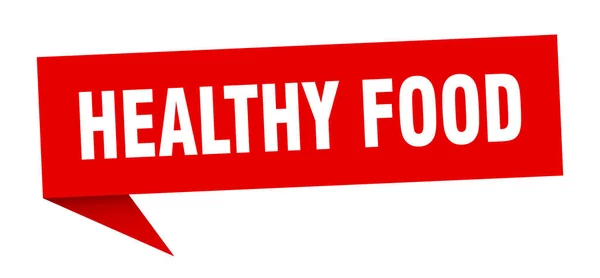 Gezonde voedsel spraakzeepbel. gezond voedsellint teken. banner voor gezonde voeding — Stockvector