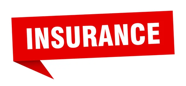 Bulle de discours d'assurance. signe du ruban d'assurance. bannière d'assurance — Image vectorielle