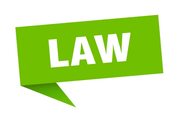 Gesetz Sprechblase. Gesetz-Schleifenzeichen. Gesetzesbanner — Stockvektor