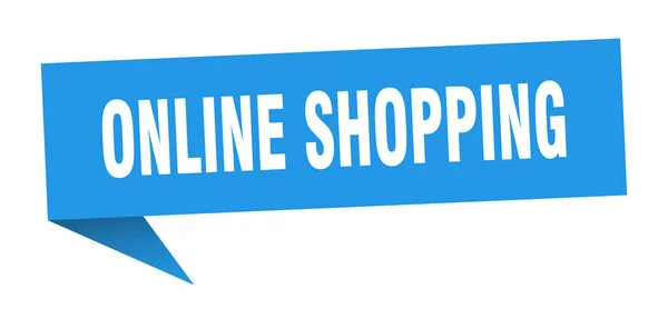 Online winkelen spraakbel. online shopping lint teken. online winkelbanner — Stockvector