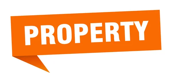 Burbuja de discurso de propiedad. signo de cinta de propiedad. banner de propiedad — Archivo Imágenes Vectoriales