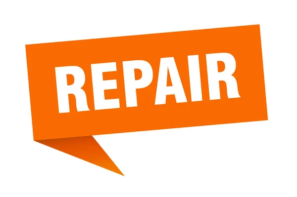 Reparar la burbuja del habla. Repare el letrero de cinta. banner de reparación — Vector de stock