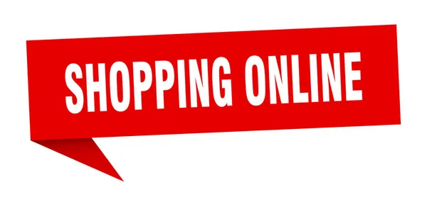 Bolha de fala online de compras. sinal fita compras on-line. banner de compras online — Vetor de Stock