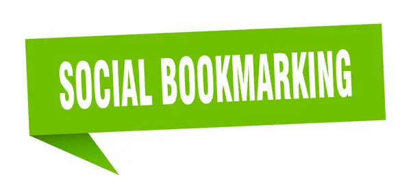 Social bookmarking speech bubble. social bookmarking ribbon sign. social bookmarking banner — Stock Vector