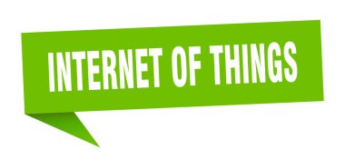 Nesnelerin interneti konuşma balonu. İnternet 'te kurdele işareti var. nesnelerin interneti