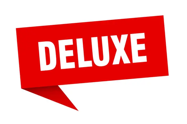 Deluxe pratbubbla. Deluxe bandskylt. Deluxe banderoll — Stock vektor