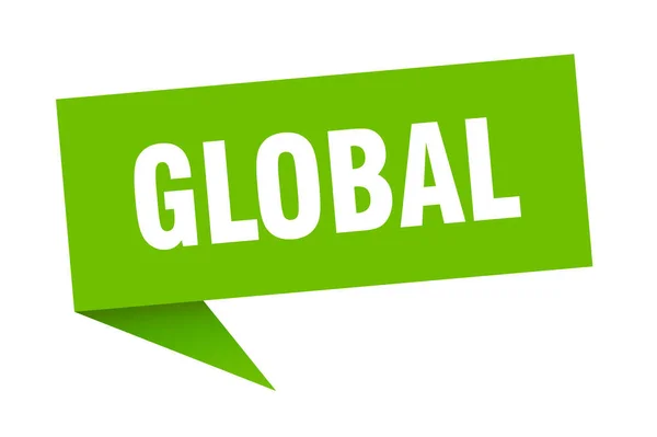 Burbuja global del habla. signo de cinta global. banner global — Vector de stock