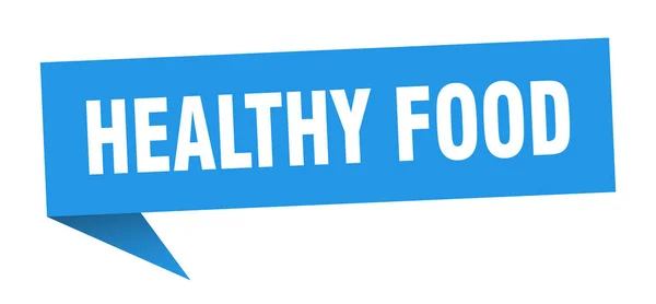 Comida saludable burbuja del habla. signo de cinta de comida saludable. banner de comida saludable — Archivo Imágenes Vectoriales