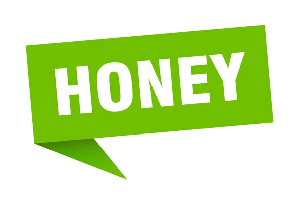 Honey speech bubble. honey ribbon sign. honey banner — Stock Vector