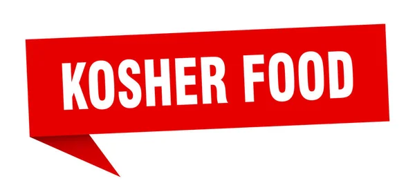 Bolha de fala de comida kosher. sinal de fita de comida kosher. bandeira de comida kosher — Vetor de Stock
