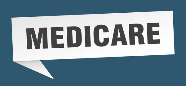 Burbuja de habla médica. señal de cinta de Medicare. banner medicare — Archivo Imágenes Vectoriales