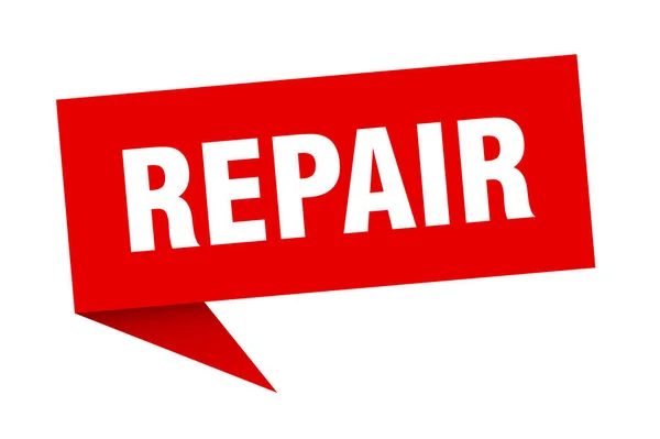 Reparar la burbuja del habla. Repare el letrero de cinta. banner de reparación — Vector de stock