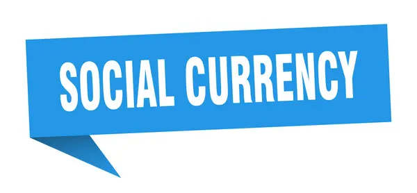Burbuja discurso moneda social. signo de cinta de moneda social. bandera de moneda social — Vector de stock