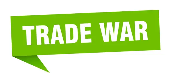 Burbuja de discurso de guerra comercial. signo de cinta de guerra comercial. banner de guerra comercial — Vector de stock