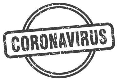 Coronavirus pulu. Coronavirus yuvarlak vintage grunge işareti. Koronavirüs