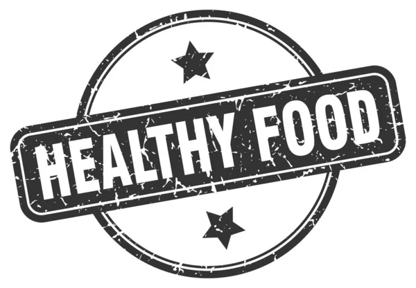 Zdrowy znaczek żywnościowy. zdrowe jedzenie okrągłe vintage grunge znak. zdrowa żywność — Wektor stockowy